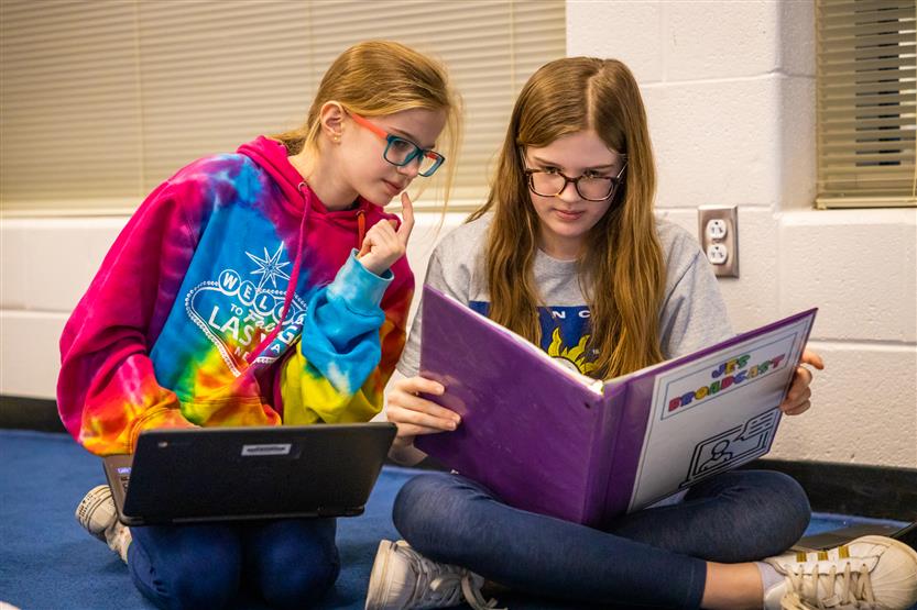 Jordan Elementary students in broadcasting
